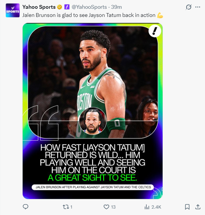 尼克斯关键三分终结绿凯四连胜 塔图姆复出首战